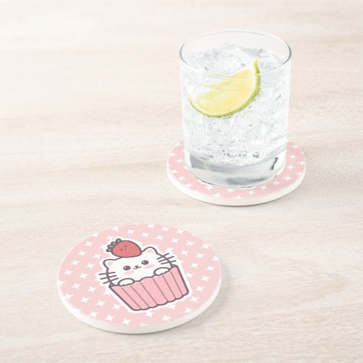 かわいいかわいいいちご猫カップケーキアニメ コースター (側面)