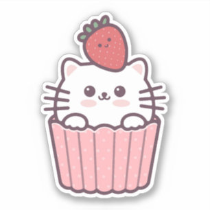 かわいいかわいいいちご猫カップケーキアニメ シール