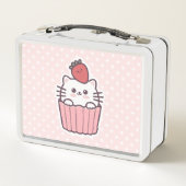 かわいいかわいいいちご猫カップケーキアニメ メタルランチボックス (裏面)