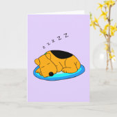 かわいいかわいいいびきをかく子犬グリーティングカード カード (黄色い花)