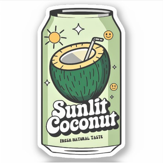 かわいいかわいいおもしろいフルーティココナッツジュース飲料 シール (正面)
