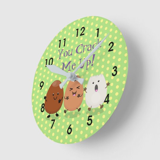 かわいいかわいいおもしろい卵漫画イラストレーション ラウンド壁時計 (傾斜)