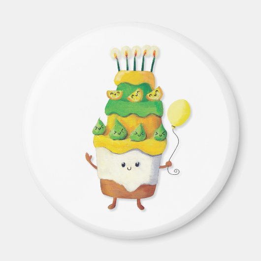 かわいいかわいいお誕生日ケーキ マグネット (正面)
