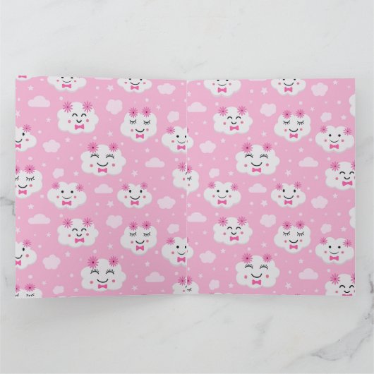 かわいいかわいいがピンクの雲の名前をカスタムするを笑っている サンキューカード (内部)