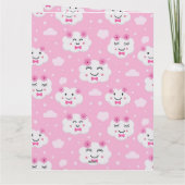 かわいいかわいいがピンクの雲の名前をカスタムするを笑っている サンキューカード (裏面)