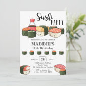 かわいいかわいいすしパーティーガール誕生日 招待状 (スタンド正面)