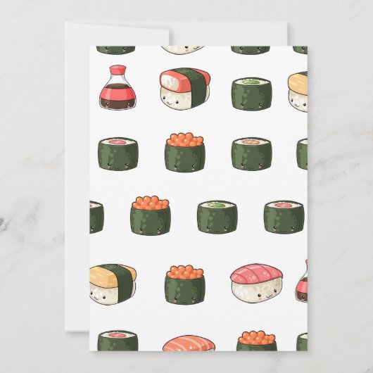 かわいいかわいいすしパーティーガール誕生日 招待状 (裏面)