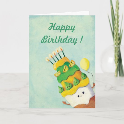 かわいいかわいいのお誕生日ケーキ カード (正面)