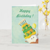 かわいいかわいいのお誕生日ケーキ カード (黄色い花)