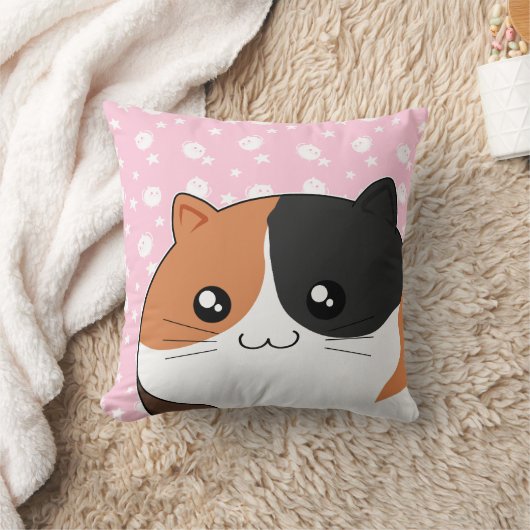 かわいいかわいいのぽっちゃりしたさらさの子猫猫 クッション (ブランケット)