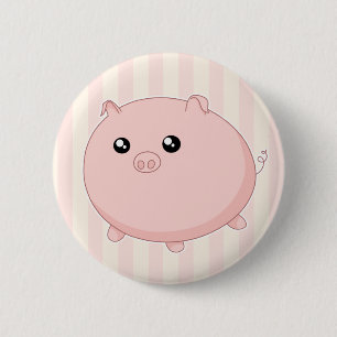 かわいいかわいいのぽっちゃりしたピンクのブタ 缶バッジ