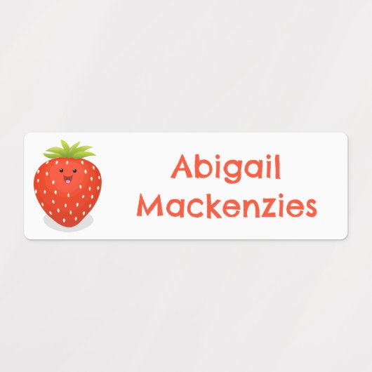 かわいいかわいいのイチゴパーソナライズされた漫画 ラベル (デザイン1)