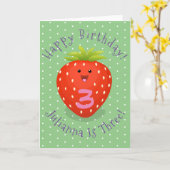 かわいいかわいいのイチゴ漫画イラストレーション カード (黄色い花)