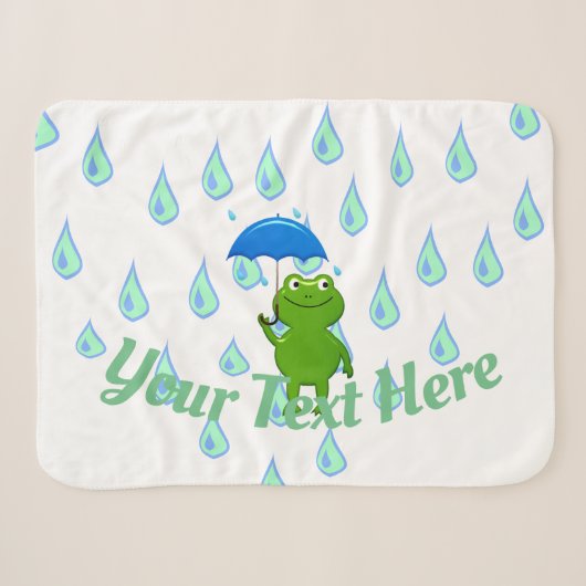 かわいいかわいいのカエルと雨 シェルパブランケット (正面(横))