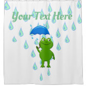 かわいいかわいいのカエルと雨 シャワーカーテン (正面)