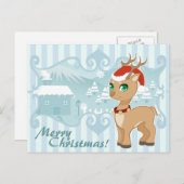 かわいいかわいいのクリスマスの漫画のトナカイ シーズンポストカード (正面/裏面)