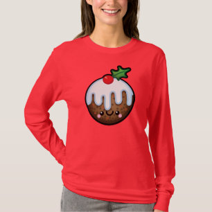 かわいいかわいいのクリスマスプディングレディースジャンパー Tシャツ