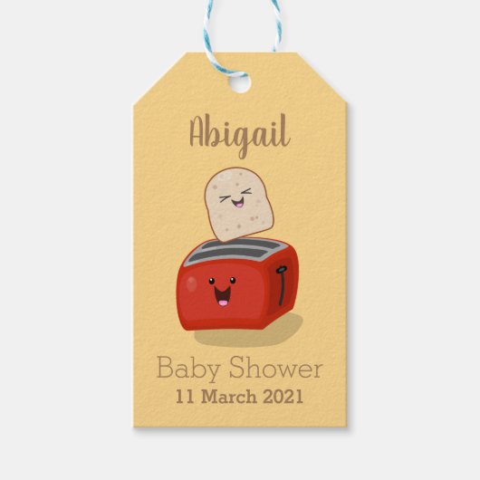 かわいいかわいいのトーストと赤トースター漫画 ギフトタグ (正面)