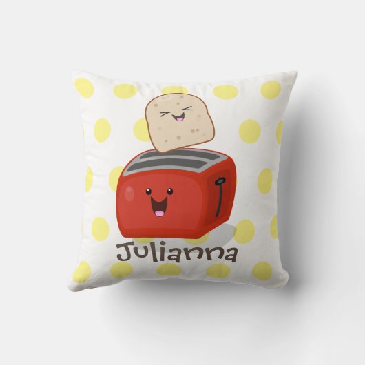 かわいいかわいいのトーストと赤トースター漫画 クッション (裏面)