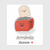 かわいいかわいいのトーストと赤トースター漫画 シール (シート)