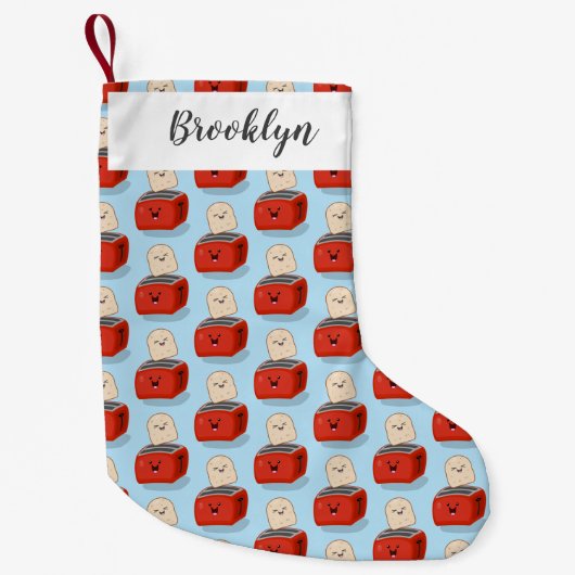 かわいいかわいいのトーストと赤トースター漫画 スモールクリスマスストッキング (正面)