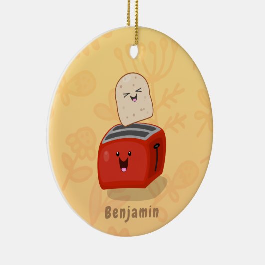 かわいいかわいいのトーストと赤トースター漫画 セラミックオーナメント (右)