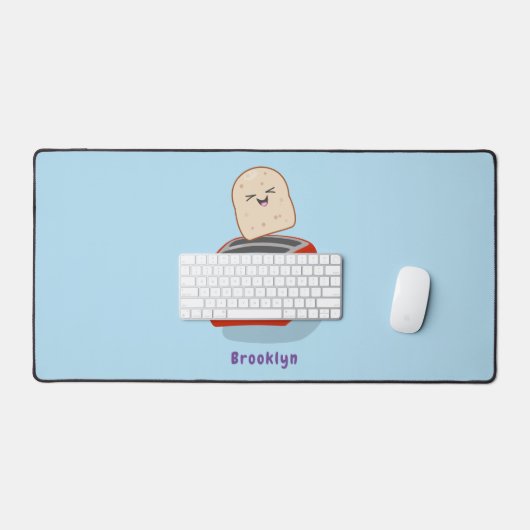 かわいいかわいいのトーストと赤トースター漫画 デスクマット (キーボード&マウス)