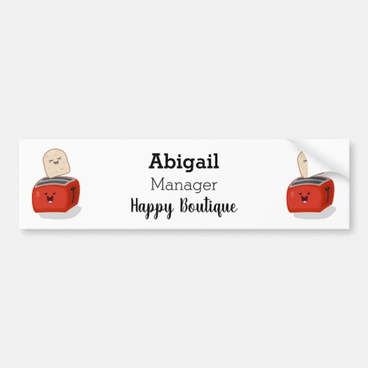 かわいいかわいいのトーストと赤トースター漫画 バンパーステッカー (正面)