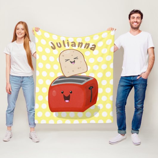 かわいいかわいいのトーストと赤トースター漫画 フリースブランケット (インサイチュ)