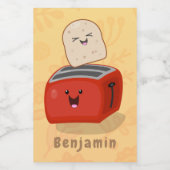 かわいいかわいいのトーストと赤トースター漫画 フードラベル (シングルラベル)