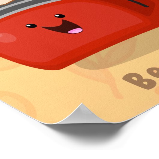 かわいいかわいいのトーストと赤トースター漫画 ポスター (角)