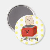 かわいいかわいいのトーストと赤トースター漫画 マグネット (正面/裏面)