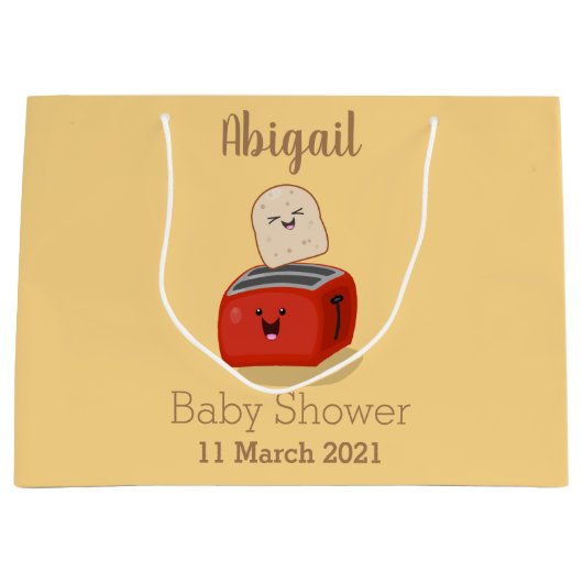 かわいいかわいいのトーストと赤トースター漫画 ラージペーパーバッグ (正面)