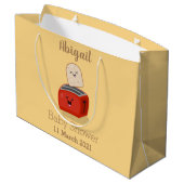 かわいいかわいいのトーストと赤トースター漫画 ラージペーパーバッグ (裏面アングル)