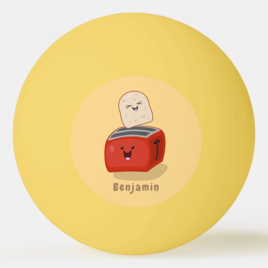 かわいいかわいいのトーストと赤トースター漫画 卓球ボール (裏面)