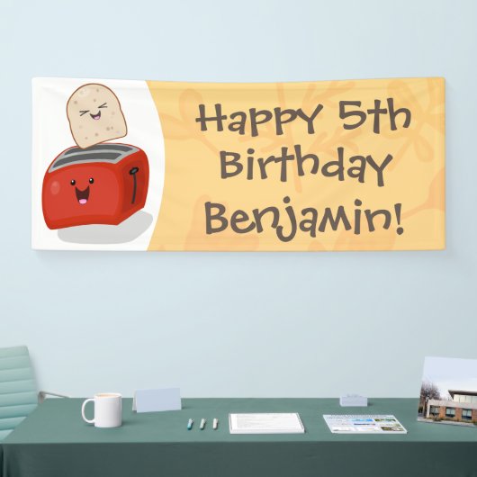 かわいいかわいいのトーストと赤トースター漫画 横断幕 (トレードショー)