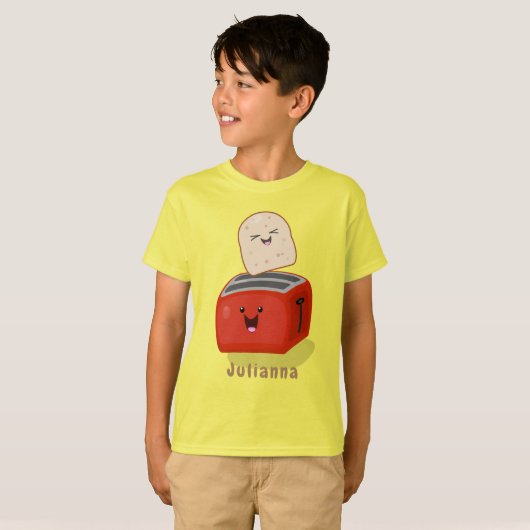 かわいいかわいいのトーストと赤トースター漫画 Tシャツ (正面フル)