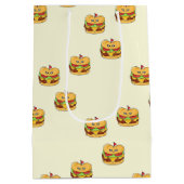 かわいいかわいいのハンバーガーのクリームのパターン ミディアムペーパーバッグ (裏面)