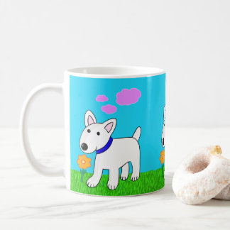 かわいいかわいいのブルテリア犬wの花のマグ コーヒーマグカップ