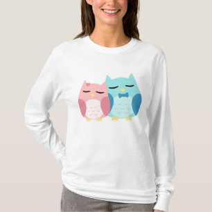 かわいいかわいいのベクトルフクロウのカップル Tシャツ