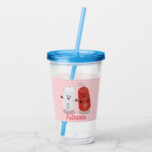 かわいいかわいいの塩とコショウのシェーカー漫画 アクリルタンブラー (裏面)