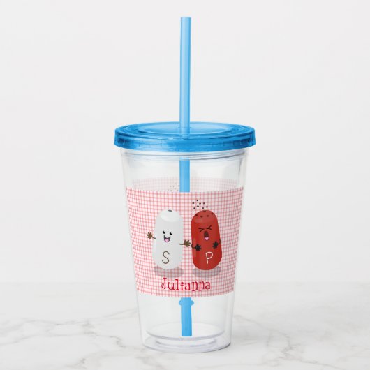 かわいいかわいいの塩とコショウのシェーカー漫画 アクリルタンブラー (正面)