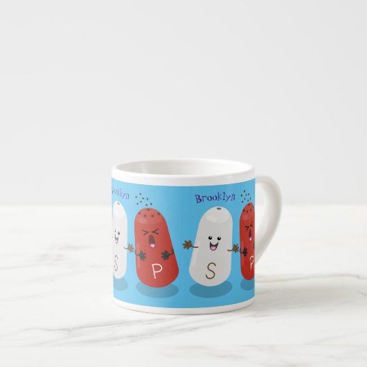 かわいいかわいいの塩とコショウのシェーカー漫画 エスプレッソカップ (正面右)