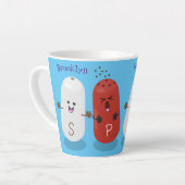 かわいいかわいいの塩とコショウのシェーカー漫画 カフェラテマグ (左アングル)