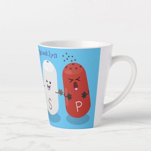 かわいいかわいいの塩とコショウのシェーカー漫画 カフェラテマグ (右)