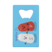 かわいいかわいいの塩とコショウのシェーカー漫画 クレジットカード栓抜き (正面)