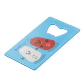 かわいいかわいいの塩とコショウのシェーカー漫画 クレジットカード栓抜き (正面アングル)