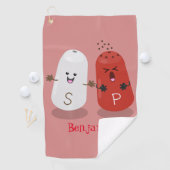 かわいいかわいいの塩とコショウのシェーカー漫画 ゴルフタオル (インサイチュ)