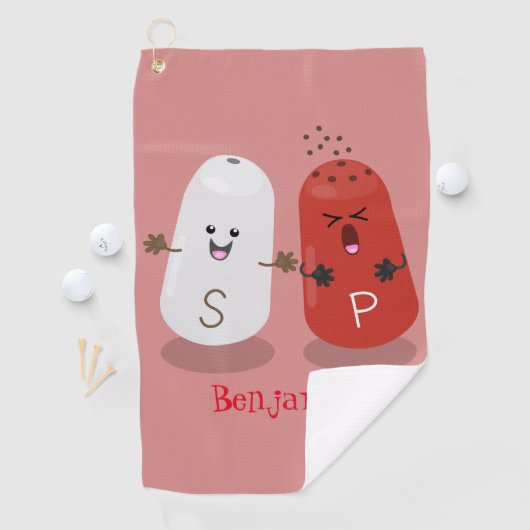 かわいいかわいいの塩とコショウのシェーカー漫画 ゴルフタオル (インサイチュ)