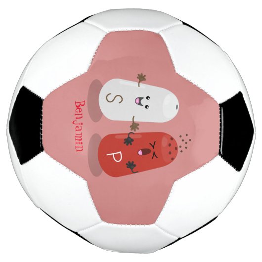 かわいいかわいいの塩とコショウのシェーカー漫画 サッカーボール (回転)